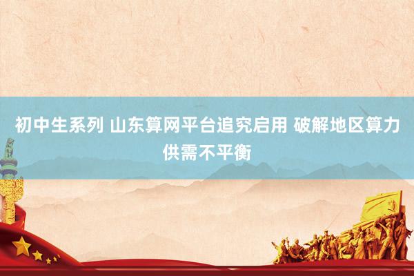 初中生系列 山东算网平台追究启用 破解地区算力供需不平衡